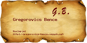 Gregorovics Bence névjegykártya
